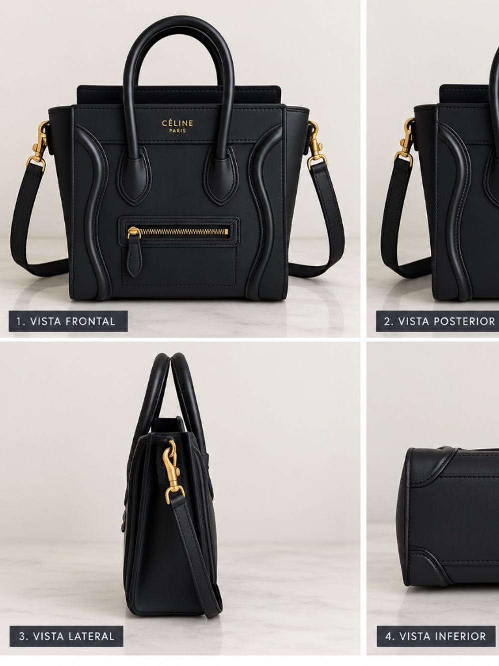 Celine Luggage Nano Shopper Black Smooth Calfskin 168243HSC.38NO NEW NEVER WORN
